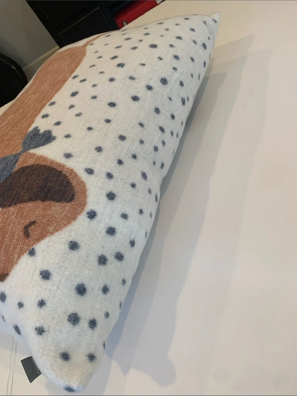 Docofil Dachshund Decorative Rectangle Accent Throw Pillow White Blue Polka Dots